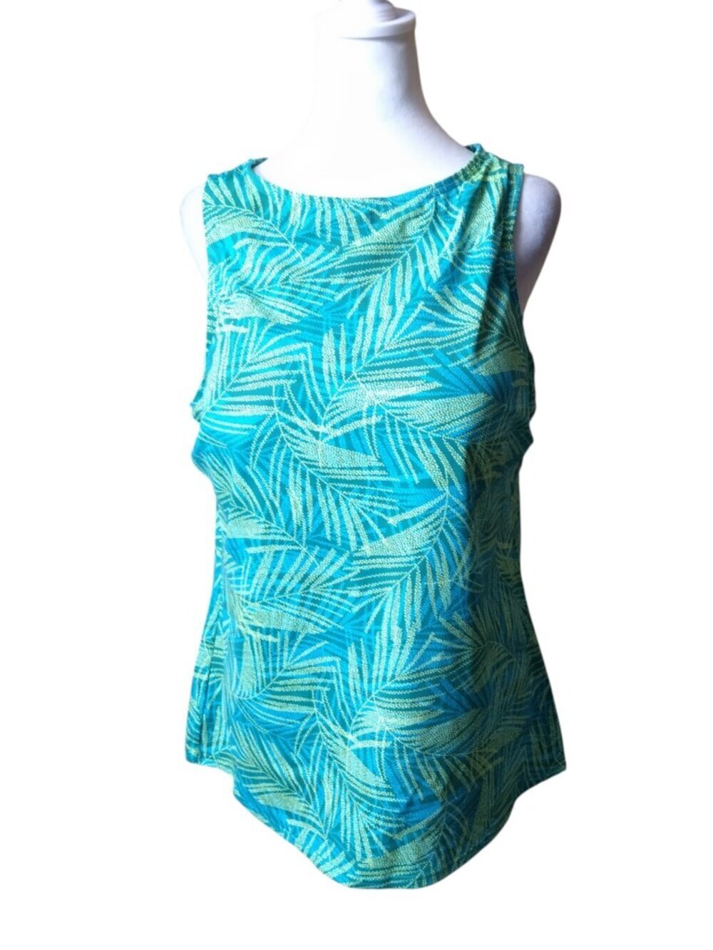 Lands' End Size 18DDD Tankini Swim Top Tropical Padded Bra Beach Vacation Resort